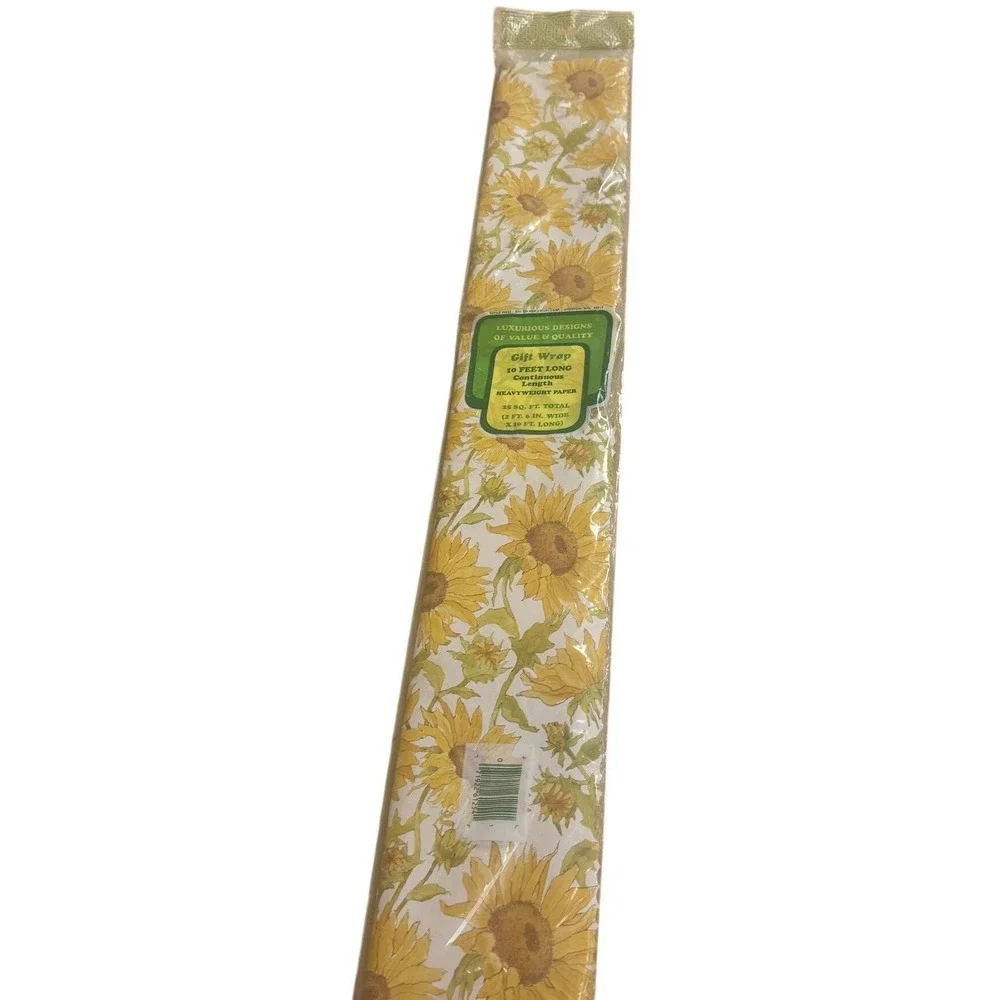 Vintage Tuttle Press Sunflower Gift Wrap‎ 10ft Heavyweight Paper Floral Yellow